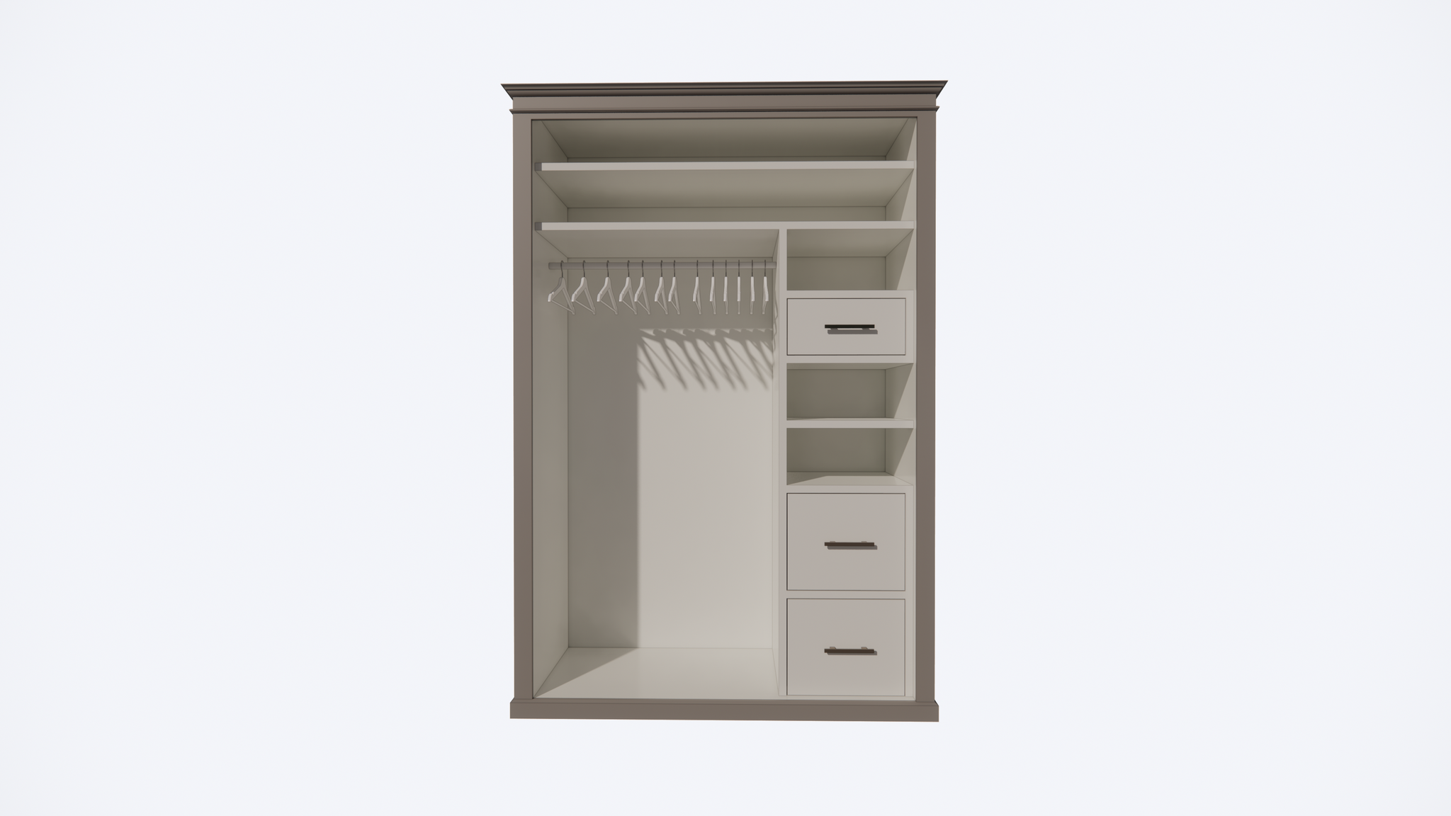 Teramo Kleiderschrank - 160x60x240H cm - 3 Türen - Kleiderstange - 3 Schubladen - Einlegeböden