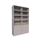 Bücherregal Glasgow - 150x40x230H cm - Bücherregal - Einlegeböden aus Eiche - schlankes Design - 2 grifflose push-to-open Türen