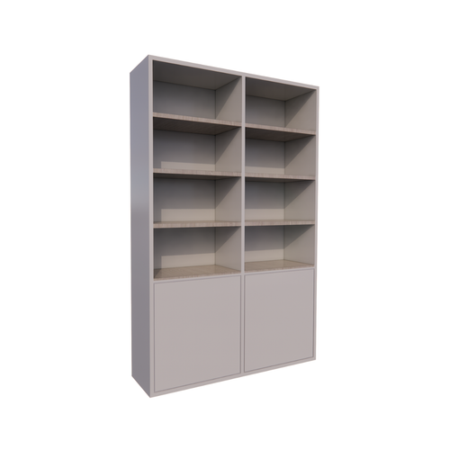 Bücherregal Glasgow - 150x40x230H cm - Bücherregal - Einlegeböden aus Eiche - schlankes Design - 2 grifflose push-to-open Türen