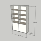 Bücherregal Glasgow - 150x40x230H cm - Bücherregal - Einlegeböden aus Eiche - schlankes Design - 2 grifflose push-to-open Türen