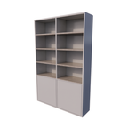Bücherregal Glasgow - 150x40x230H cm - Bücherregal - Einlegeböden aus Eiche - schlankes Design - 2 grifflose push-to-open Türen