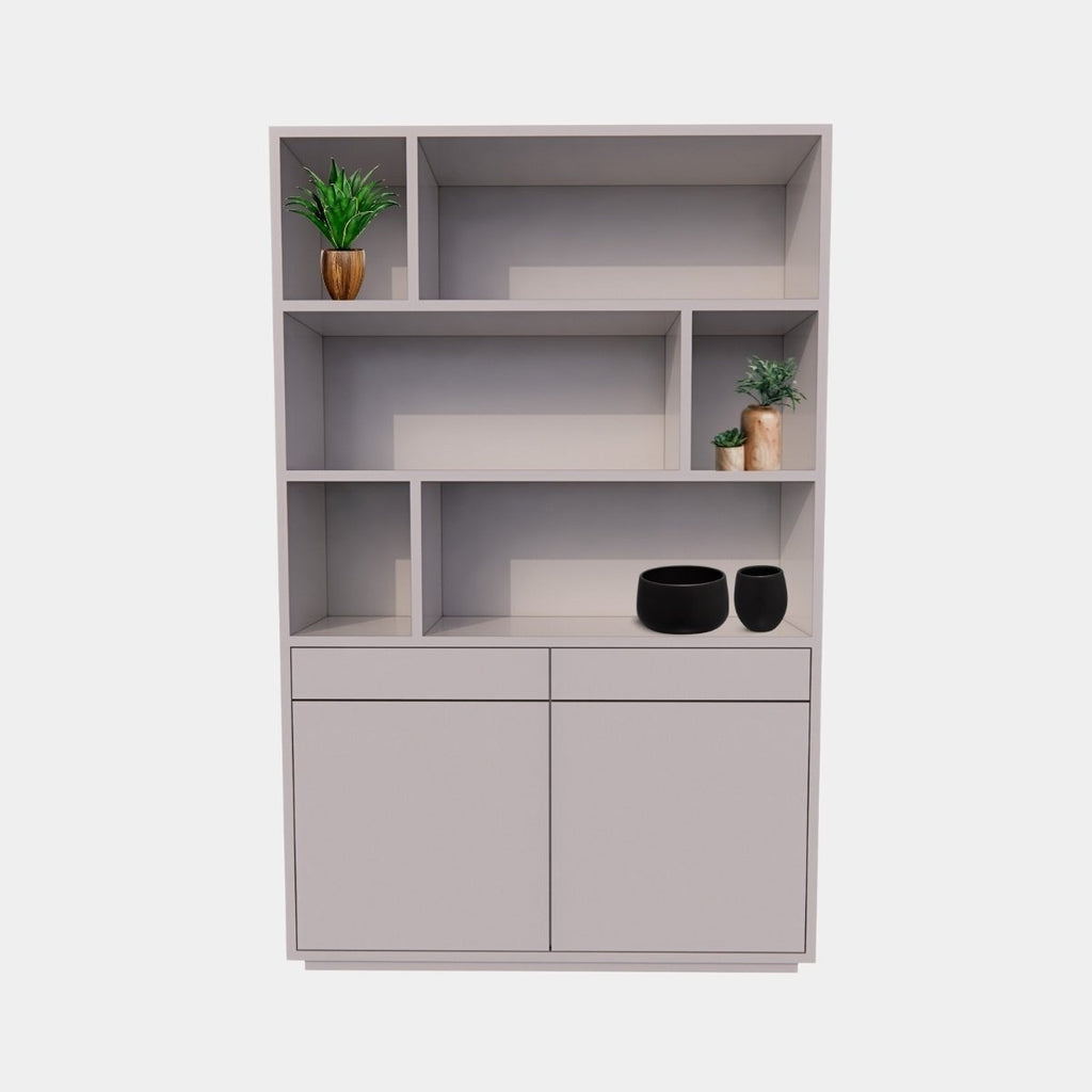 Sideboard San Remo - 150x40x230H cm - offene Einlegeböden - 2 grifflose Schubladen mit Soft-Close - 2 grifflose Push-to-Open-Türen - schlichtes Design