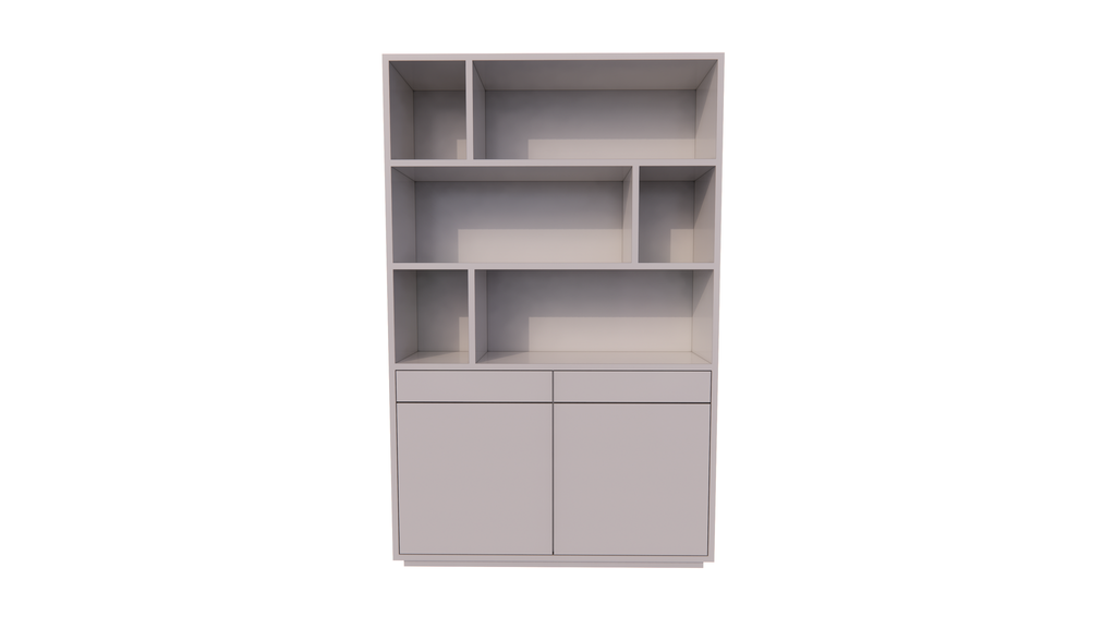 Sideboard San Remo - 150x40x230H cm - offene Einlegeböden - 2 grifflose Schubladen mit Soft-Close - 2 grifflose Push-to-Open-Türen - schlichtes Design