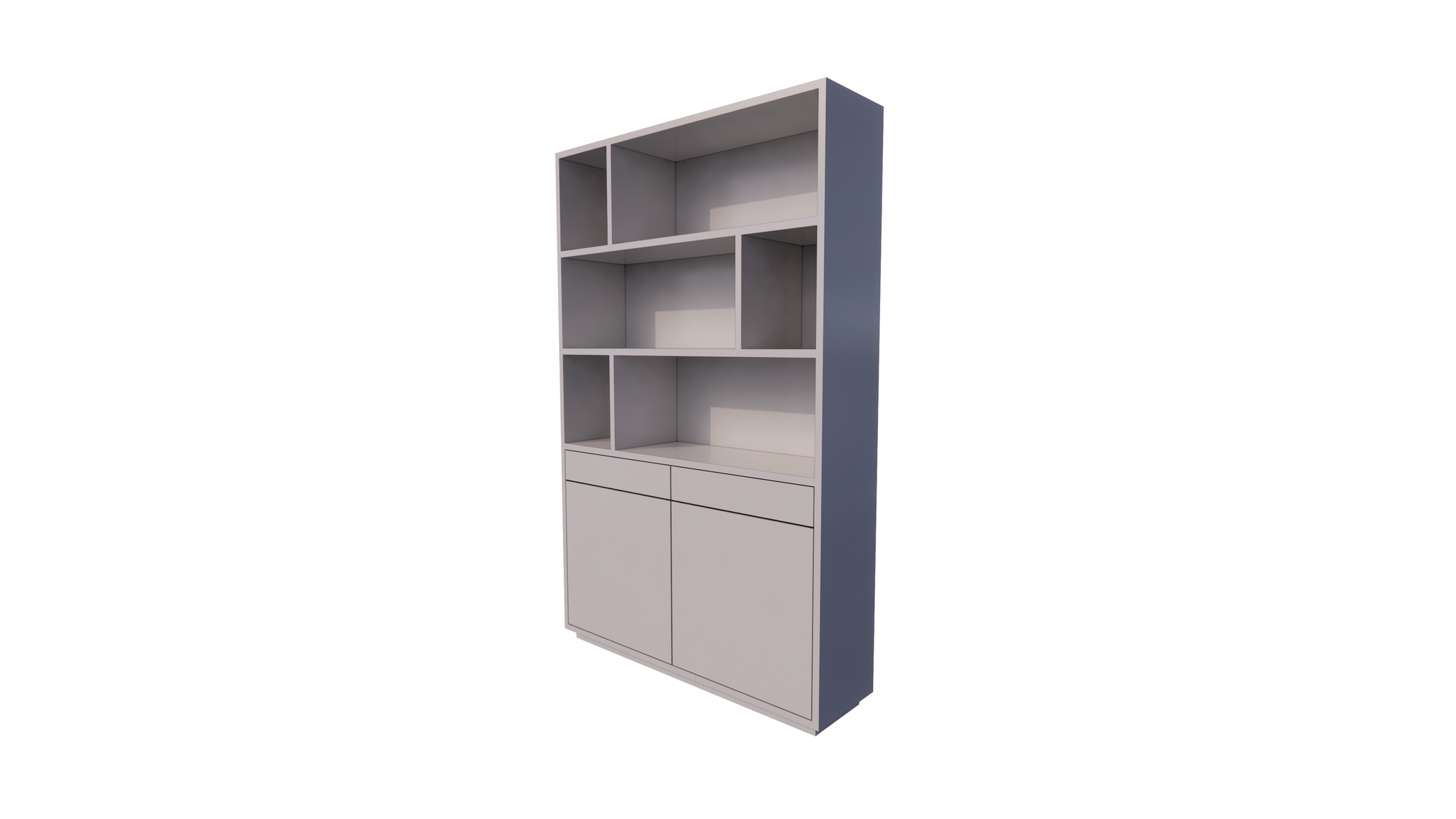 Sideboard San Remo - 150x40x230H cm - offene Einlegeböden - 2 grifflose Schubladen mit Soft-Close - 2 grifflose Push-to-Open-Türen - schlichtes Design