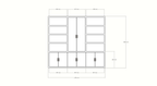 Kyoto Bücherregal - 275X55X250H cm - 8 Türen mit Griffen - 8 offene Fächer
