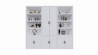 Kyoto Bücherregal - 275X55X250H cm - 8 Türen mit Griffen - 8 offene Fächer