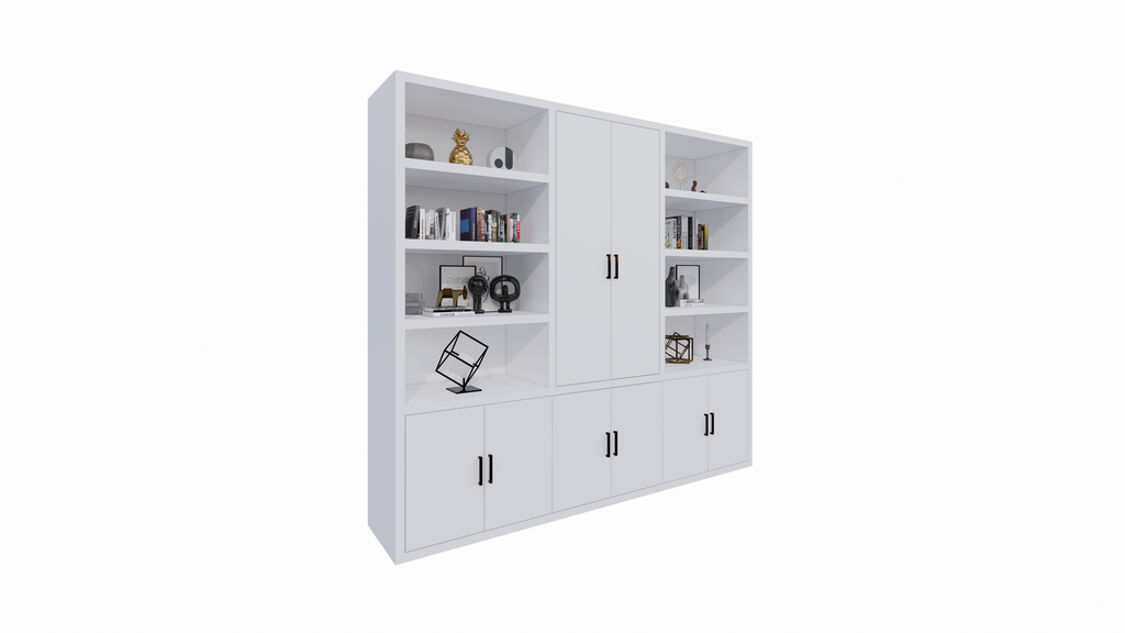 Kyoto Bücherregal - 275X55X250H cm - 8 Türen mit Griffen - 8 offene Fächer