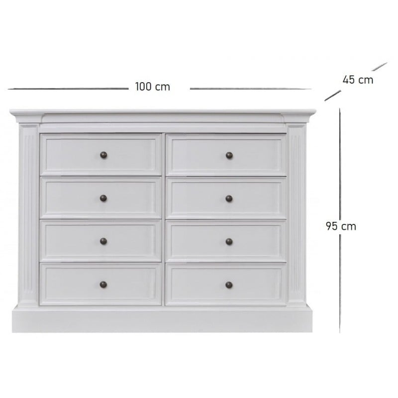 Schubladenblock Reims - 100x45x95H cm - 9 Soft-Close-Schubladen - rustikale Ausführung