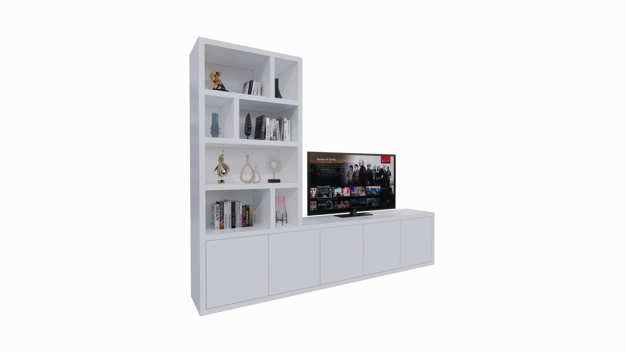 TV-Sideboard Lamego - 300x50x240H cm - 5 zu öffnende Türen - Fächerschrank