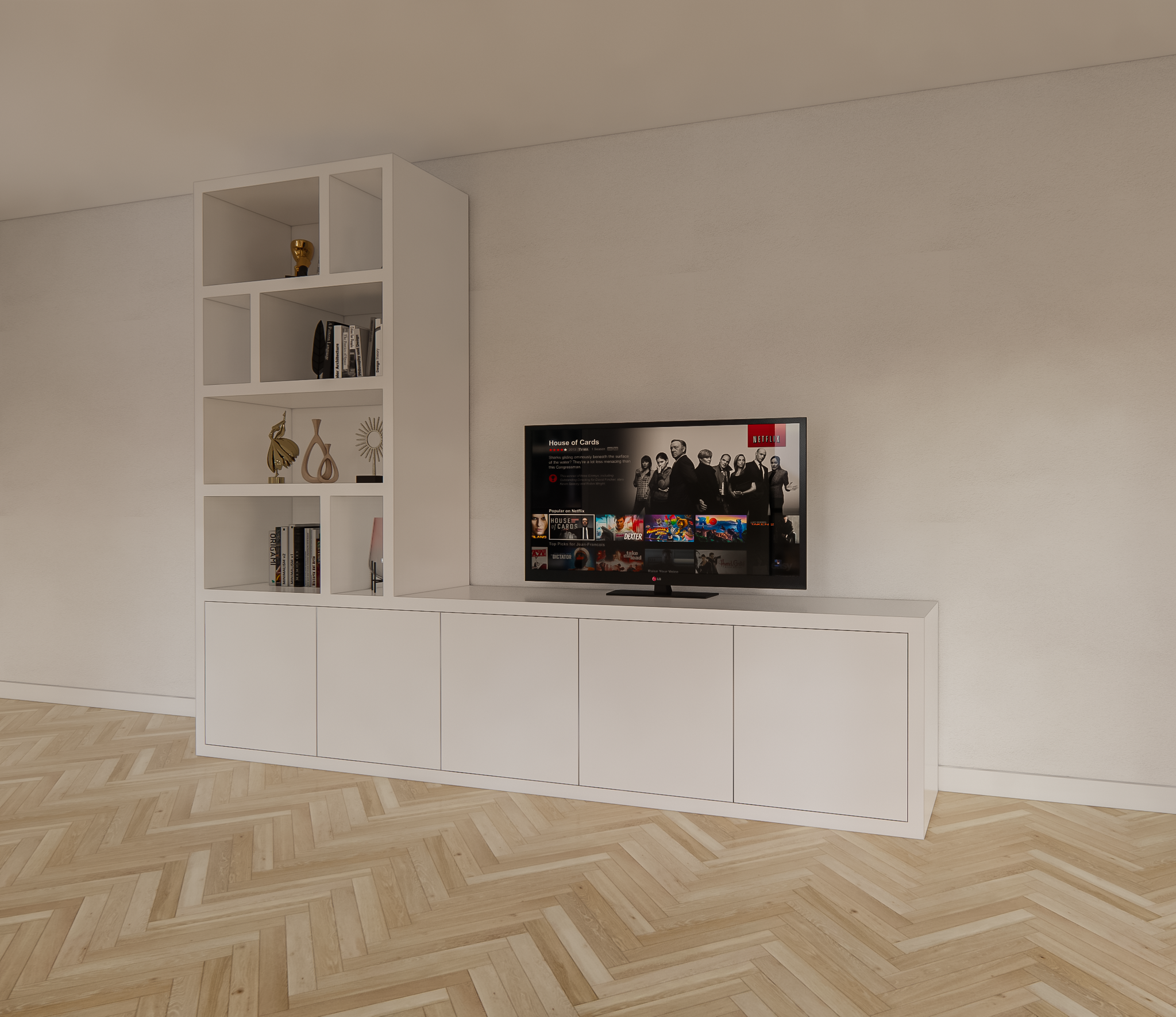 TV-Sideboard Lamego - 300x50x240H cm - 5 zu öffnende Türen - Fächerschrank