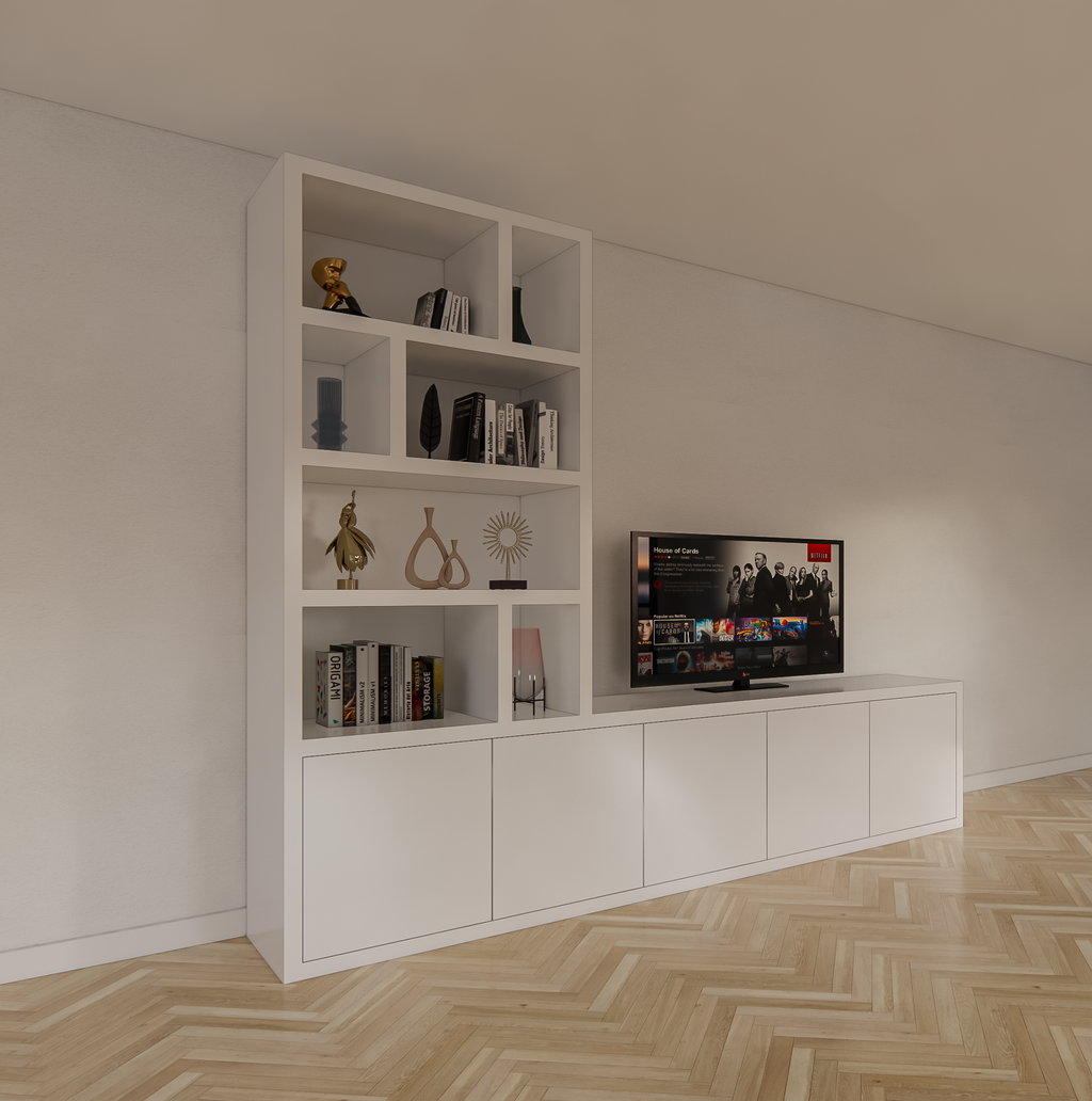 TV-Sideboard Lamego - 300x50x240H cm - 5 zu öffnende Türen - Fächerschrank