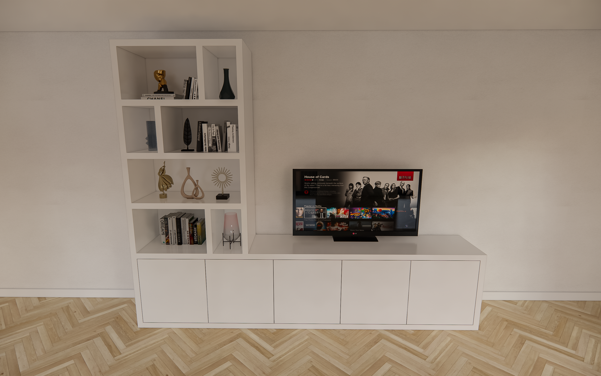 TV-Sideboard Lamego - 300x50x240H cm - 5 zu öffnende Türen - Fächerschrank