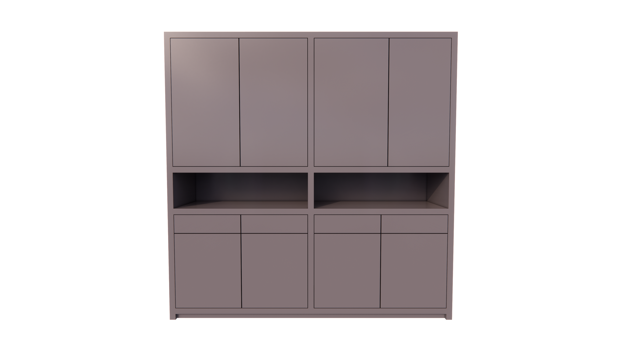 Regal Lanzarote - 240x50x240H cm - 8 Push-to-open-Türen - grifflose Türen - 4 Soft-Close-Schubladen - schlankes Design - offenes Fach in der Mitte