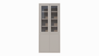 Vitrine Latina - 100x42x230H cm - 2 grifflose Schranktüren - 2 grifflose Volltüren - schlankes Design - feste Einlegeböden