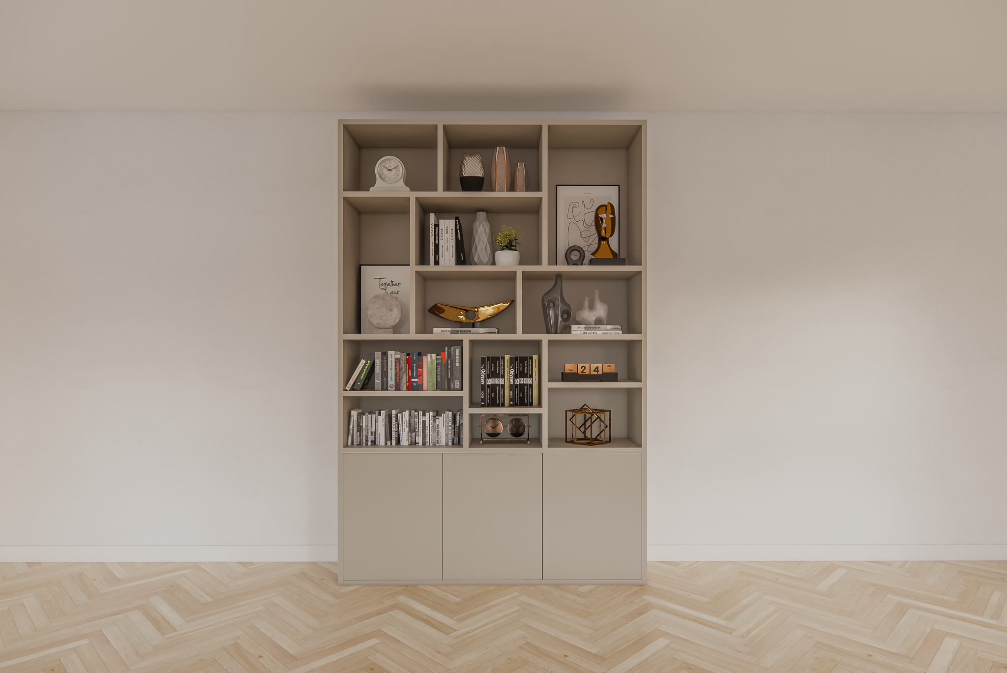 Fächerschrank Lecci - 180x40x271H cm - 3 Push-to-open-Türen - 3cm Fachbodenstärke