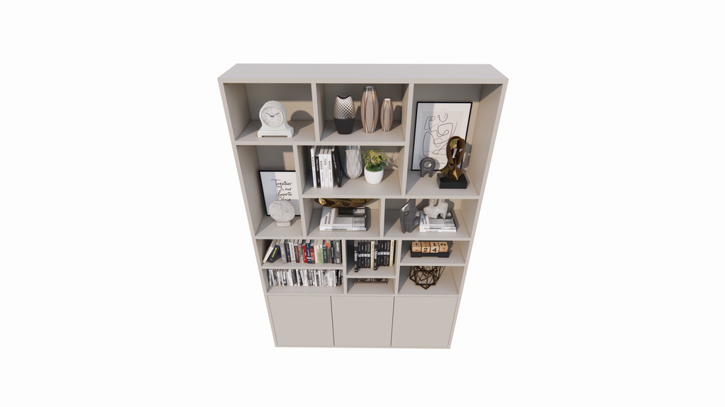Fächerschrank Lecci - 180x40x271H cm - 3 Push-to-open-Türen - 3cm Fachbodenstärke