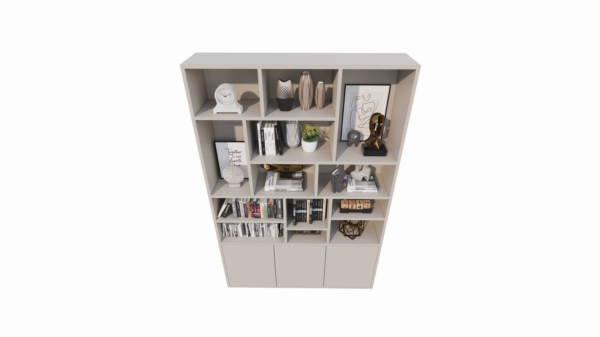 Fächerschrank Lecci - 180x40x271H cm - 3 Push-to-open-Türen - 3cm Fachbodenstärke