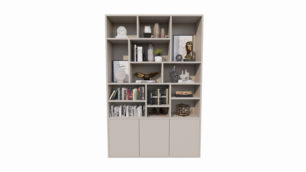 Fächerschrank Lecci - 180x40x271H cm - 3 Push-to-open-Türen - 3cm Fachbodenstärke