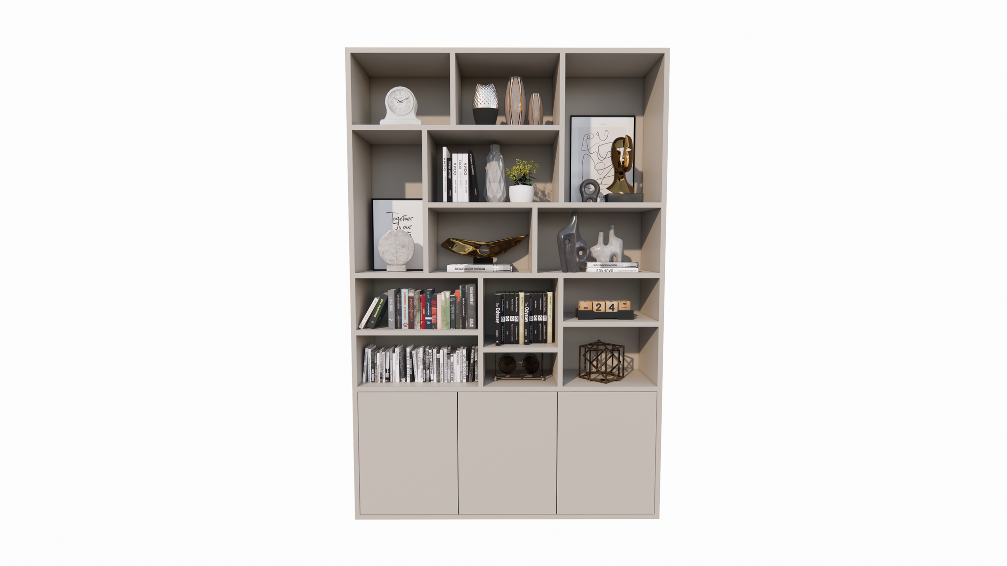 Fächerschrank Lecci - 180x40x271H cm - 3 Push-to-open-Türen - 3cm Fachbodenstärke