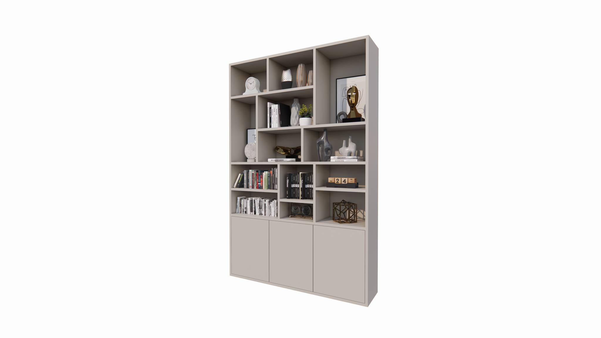 Fächerschrank Lecci - 180x40x271H cm - 3 Push-to-open-Türen - 3cm Fachbodenstärke