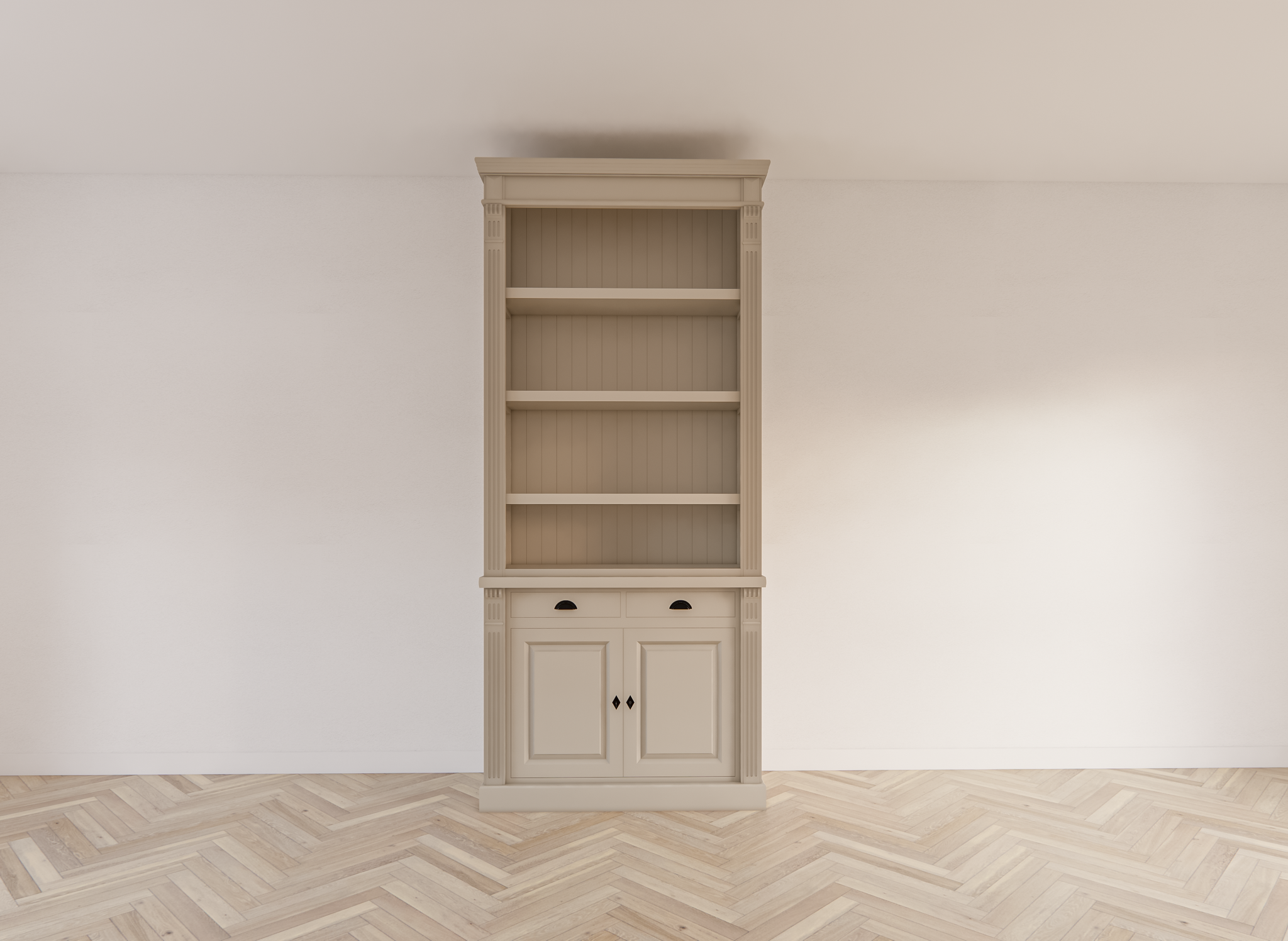 Bücherregal Leiden - 100x50x250H cm - Flügeltüren - Soft-Close-Schubladen - verstellbare Einlegeböden