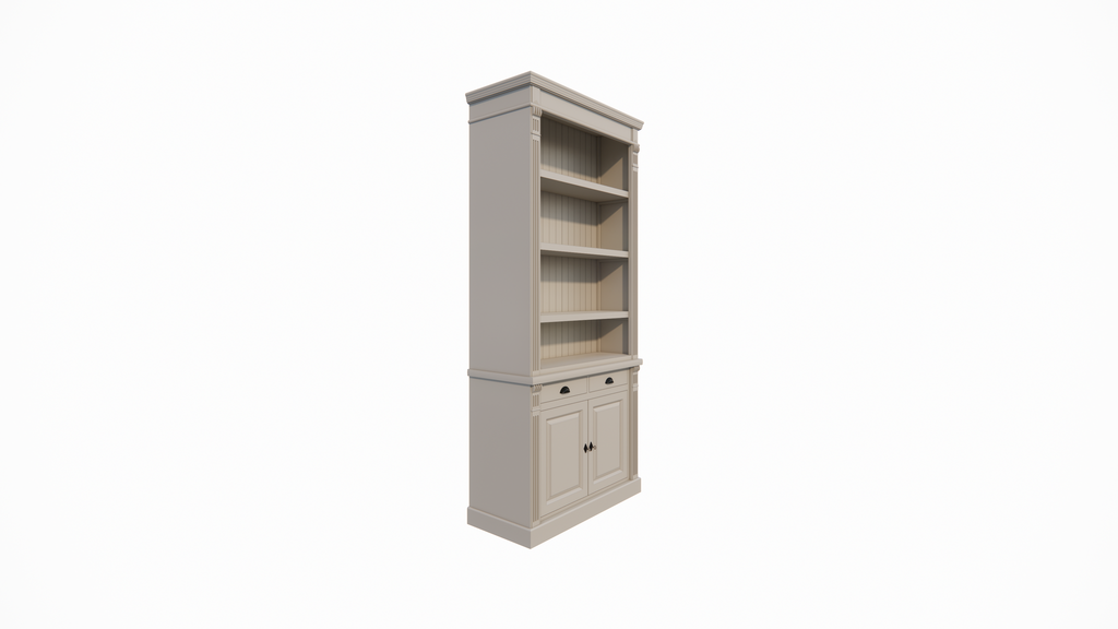Bücherregal Leiden - 100x50x250H cm - Flügeltüren - Soft-Close-Schubladen - verstellbare Einlegeböden