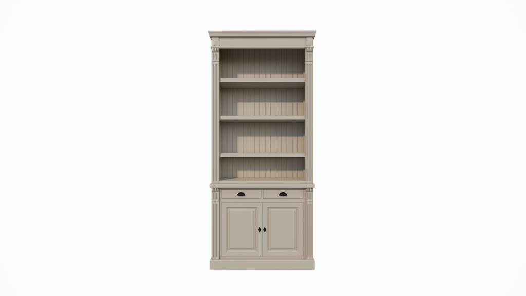 Bücherregal Leiden - 100x50x250H cm - Flügeltüren - Soft-Close-Schubladen - verstellbare Einlegeböden