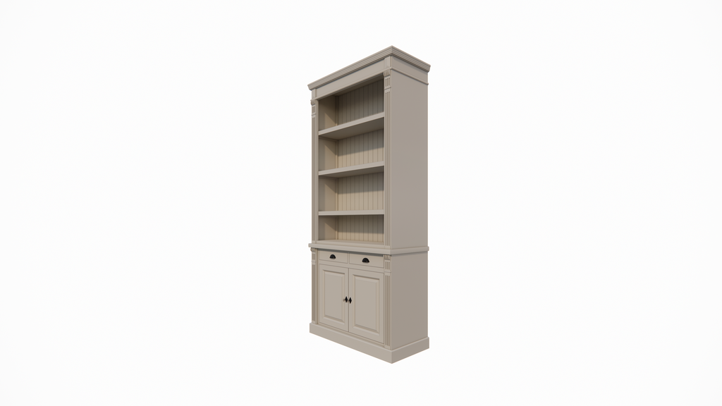 Bücherregal Leiden - 100x50x250H cm - Flügeltüren - Soft-Close-Schubladen - verstellbare Einlegeböden