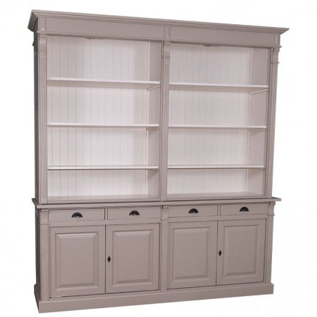 Bücherregal Leiden - 225x50x240H cm - 6 verstellbare Einlegeböden - 4 Soft-Close-Schubladen - 2 geschlossene Flügeltüren