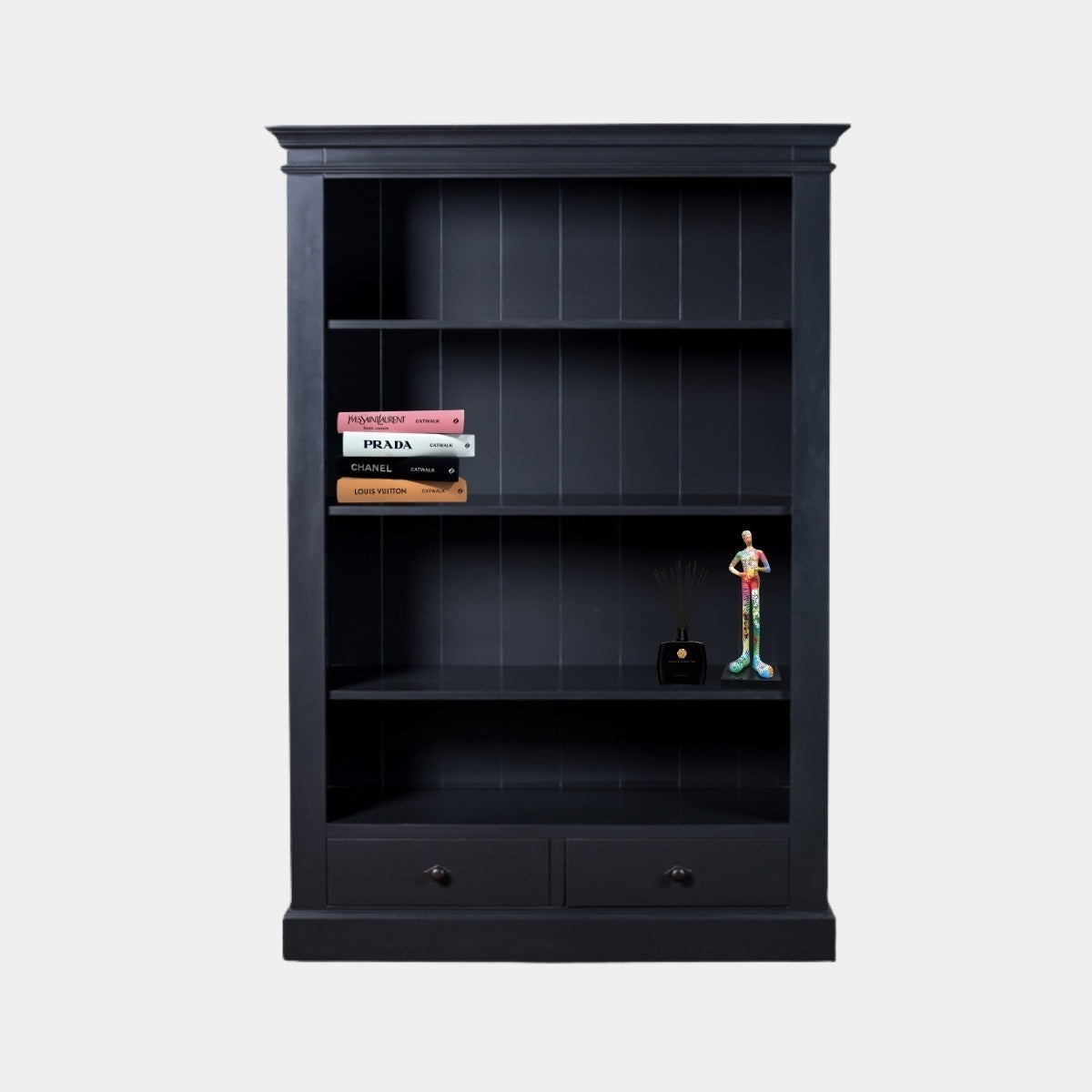 Bücherregal Libreria - 125x45x180H cm - 3 Fachböden - 2 Soft-Close-Schubladen