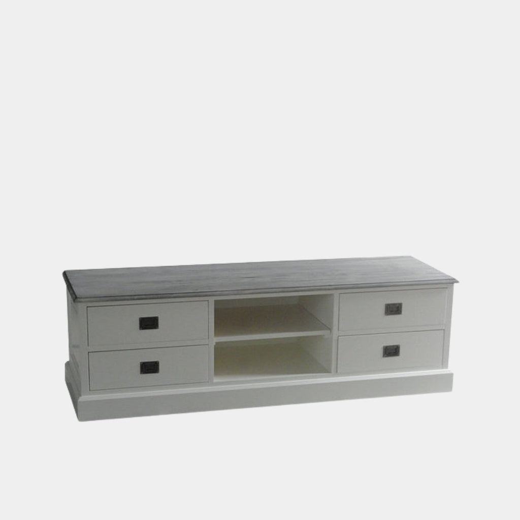 TV-Sideboard Lin 04 - 160x50x50H cm - 4 Schubladen - offenes Mittelfach - mit Kabeldurchlass - optional vergraute Platte