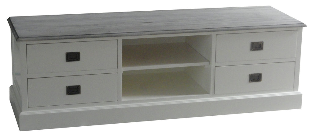 TV-Sideboard Lin 04 - 160x50x50H cm - 4 Schubladen - offenes Mittelfach - mit Kabeldurchlass - optional vergraute Platte