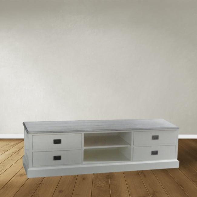 TV-Sideboard Lin 04 - 160x50x50H cm - 4 Schubladen - offenes Mittelfach - mit Kabeldurchlass - optional vergraute Platte