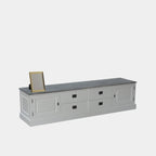 Tv-Sideboard Lin 08 - 200x50x50H cm - 2 geschlossene Flügeltüren - 4 Schubladen - optionaler grauer Oberboden