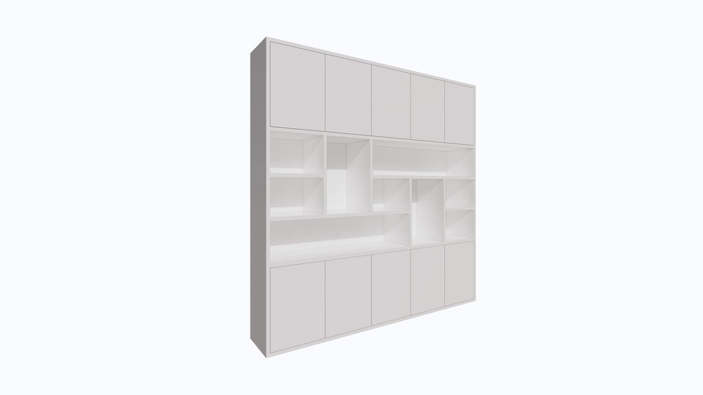 Liverpooler Fächerschrank - 240x40x240H cm - 5cm Fachbodenstärke - push to open Türen - schlankes Design - Türen im Oberschrank