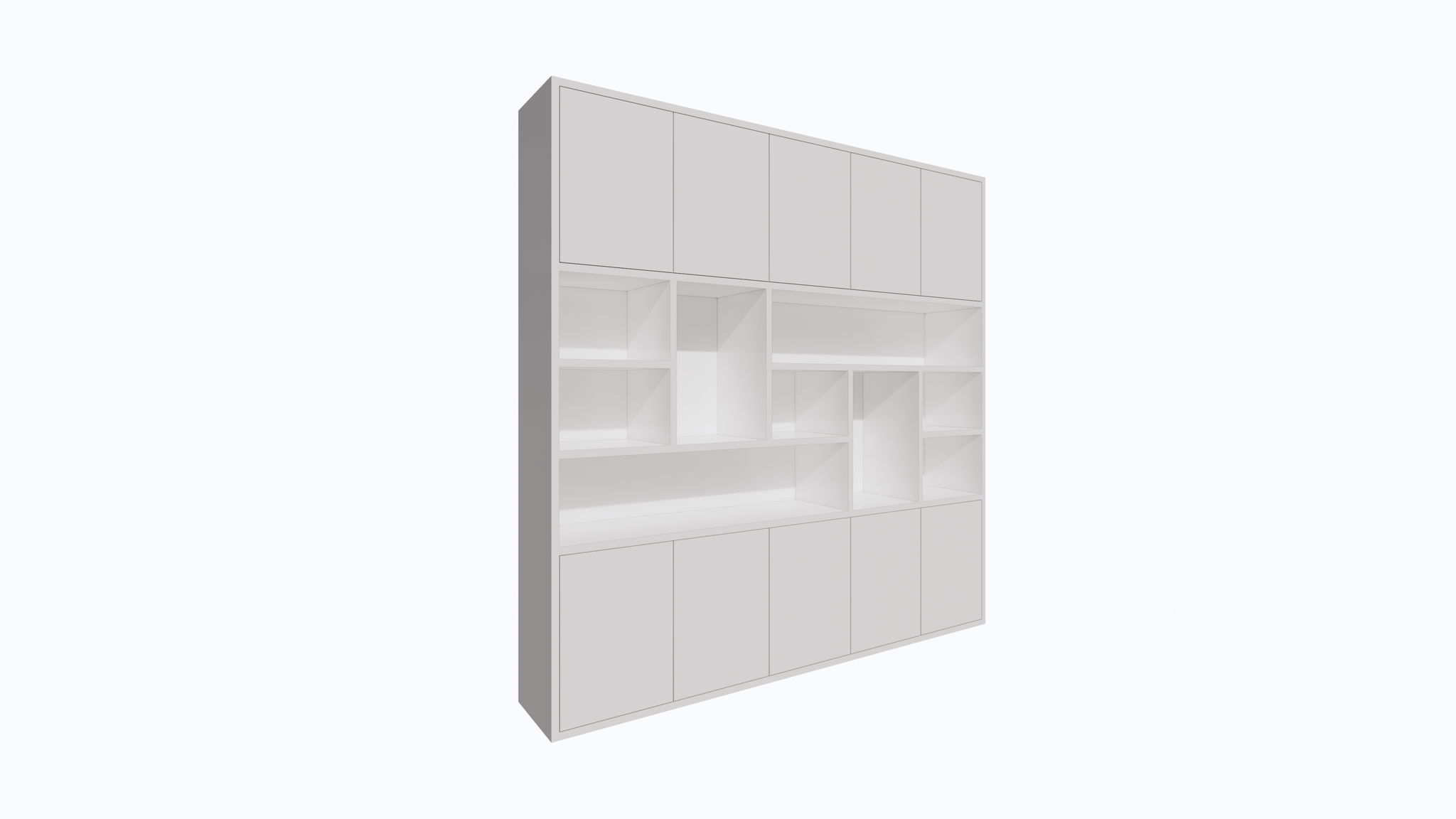 Liverpooler Fächerschrank - 240x40x240H cm - 5cm Fachbodenstärke - push to open Türen - schlankes Design - Türen im Oberschrank