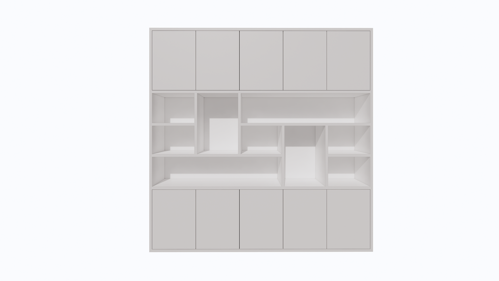 Liverpooler Fächerschrank - 240x40x240H cm - 5cm Fachbodenstärke - push to open Türen - schlankes Design - Türen im Oberschrank