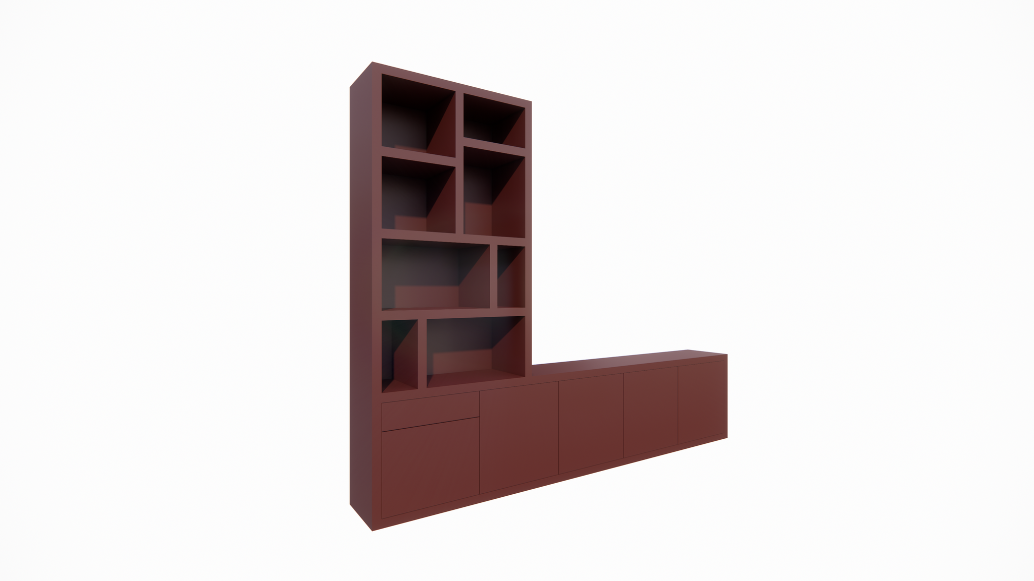 Lizard TV-Sideboard - 300x40x240H cm - Fächerschrank - Push-to-open-Türen - Push-to-open-Schublade - elegante Ausführung