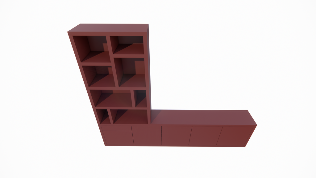 Lizard TV-Sideboard - 300x40x240H cm - Fächerschrank - Push-to-open-Türen - Push-to-open-Schublade - elegante Ausführung