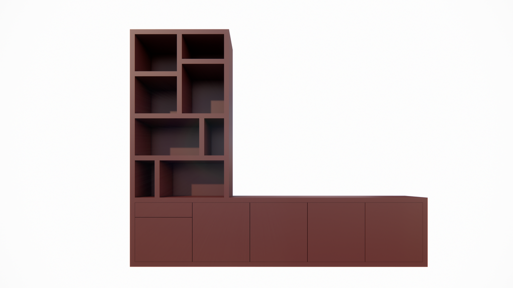 Lizard TV-Sideboard - 300x40x240H cm - Fächerschrank - Push-to-open-Türen - Push-to-open-Schublade - elegante Ausführung
