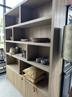 Kleiderschrank London 01 - 200x40x240H cm - Eiche - 3 geschlossene Türen - offene Fächer - schlankes Design