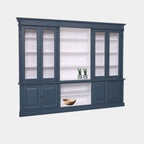 Bücherregal London Library - 285x50x230H cm - 4 Vitrinentüren - Mitte offen - verstellbare Einlegeböden - 4 geschlossene Türen