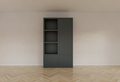 Lutose Fächerschrank - 130x40x220H cm - 3 push-to-open Türen - 3 offene Fächer - 5cm Bodenstärke