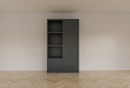 Lutose Fächerschrank - 130x40x220H cm - 3 push-to-open Türen - 3 offene Fächer - 5cm Bodenstärke