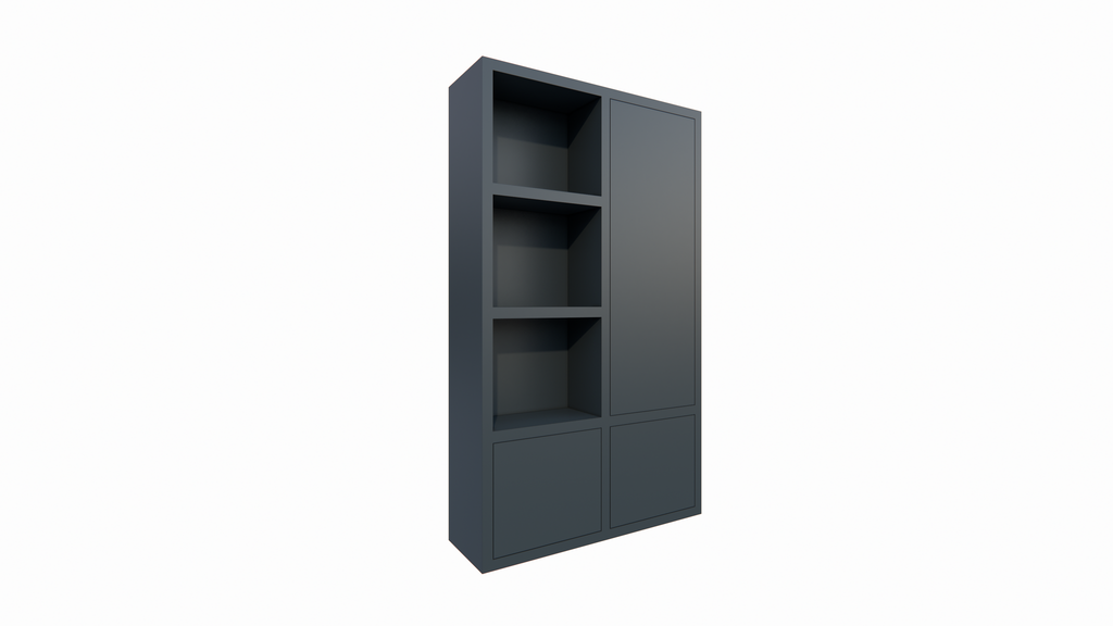 Lutose Fächerschrank - 130x40x220H cm - 3 push-to-open Türen - 3 offene Fächer - 5cm Bodenstärke