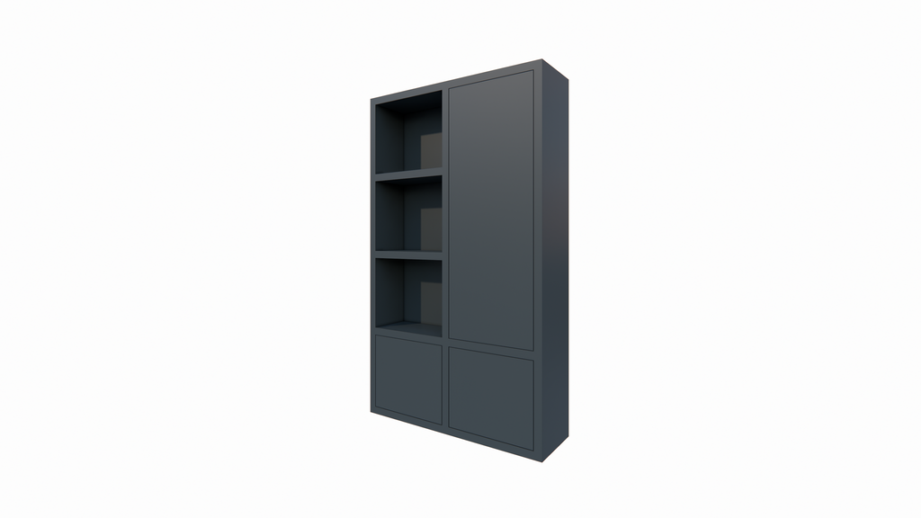 Lutose Fächerschrank - 130x40x220H cm - 3 push-to-open Türen - 3 offene Fächer - 5cm Bodenstärke
