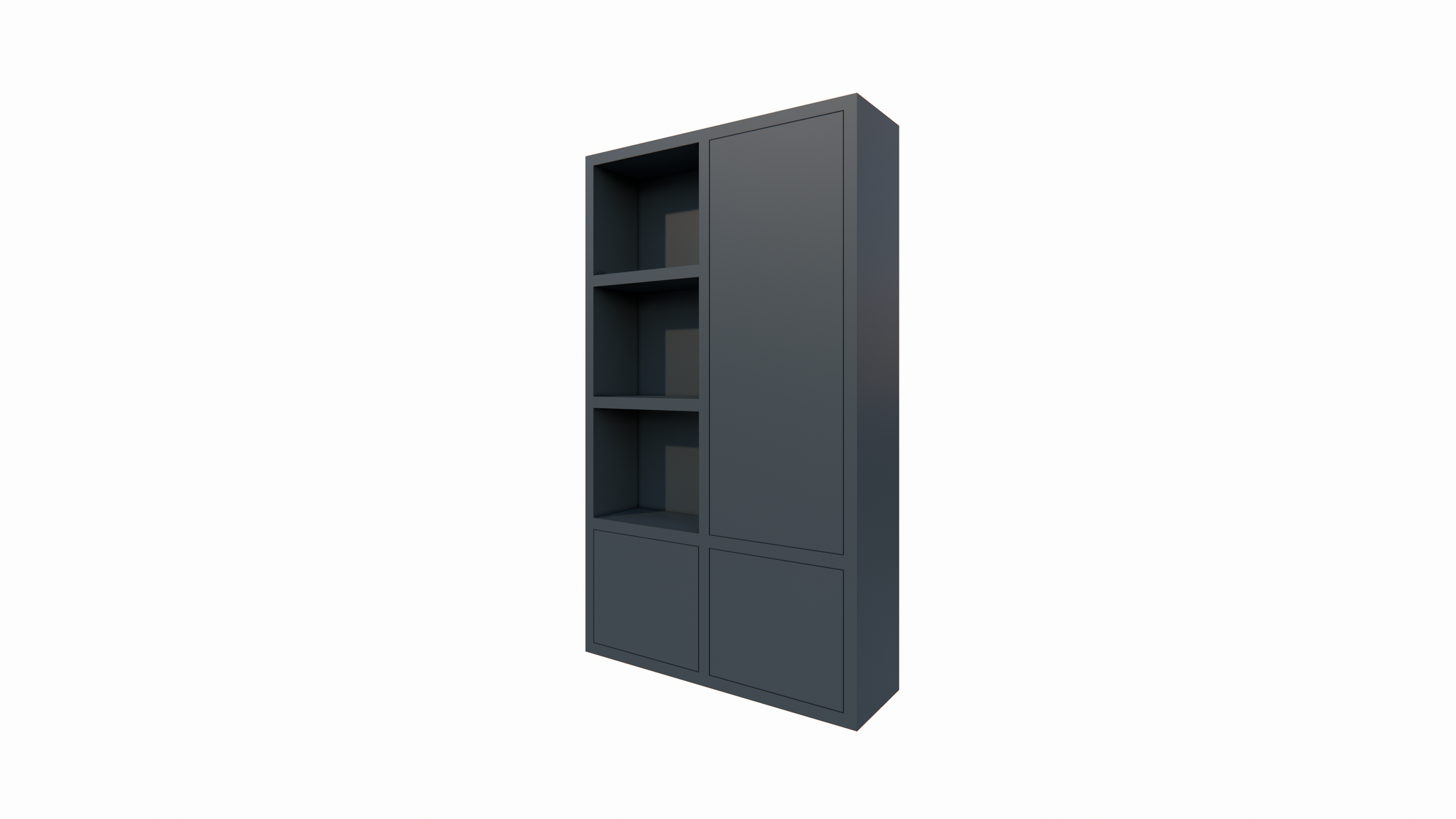Lutose Fächerschrank - 130x40x220H cm - 3 push-to-open Türen - 3 offene Fächer - 5cm Bodenstärke