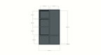 Lutose Fächerschrank - 130x40x220H cm - 3 push-to-open Türen - 3 offene Fächer - 5cm Bodenstärke
