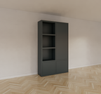 Lutose Fächerschrank - 130x40x220H cm - 3 push-to-open Türen - 3 offene Fächer - 5cm Bodenstärke
