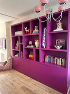 Madrid Regal - 280x40x240H cm - 5cm Fachbodenstärke - schlankes Design - 6 grifflose Push-to-Open-Türen - offene Regale